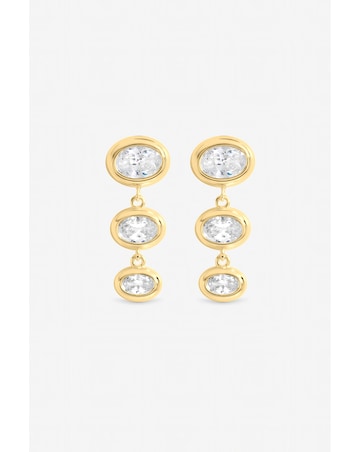 Inicio Gold Graduated Cubic Zirconia Bezel Drop Earrings