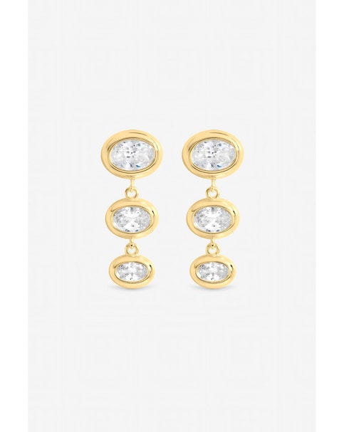 New In - Gold Graduated CZ Bezel Drop Earrings