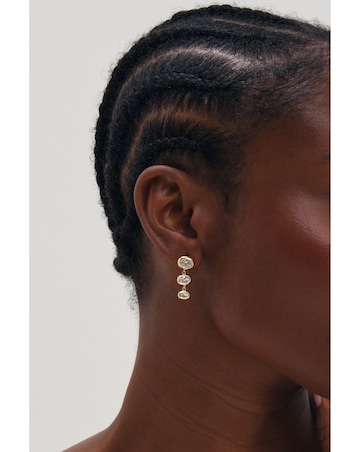 Inicio Gold Graduated Cubic Zirconia Bezel Drop Earrings