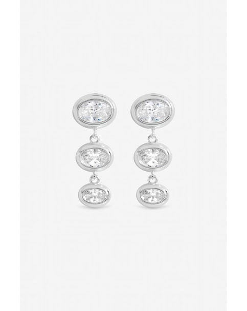 New In - Silver Graduated CZ Bezel Drop Earrings