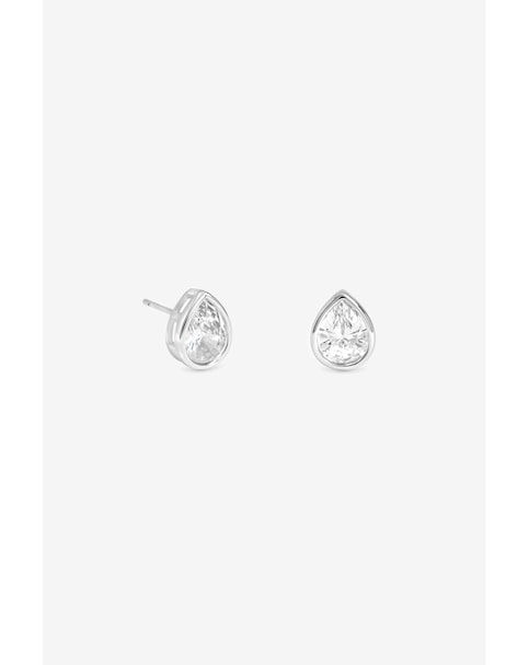 New In - Silver Pear Bezel Studs