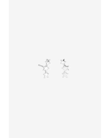 Simply Silver 925 Sterling Silver Polished Three Star Climber Earrings
