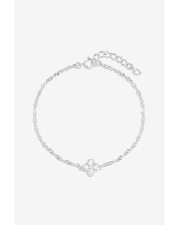 Simply Silver 925 Sterling Silver Cubic Zirconia Clover Bracelet - Gift Pouch
