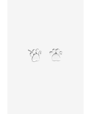 Simply Silver 925 Sterling Silver Paw Print Stud Earrings