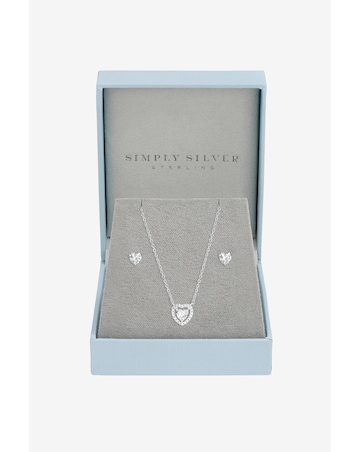 Simply Silver 925 Sterling Silver Halo Heart Set - Gift Box