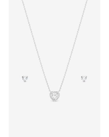 Simply Silver 925 Sterling Silver Halo Heart Set - Gift Box