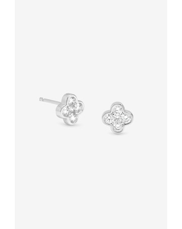 Simply Silver 925 Sterling Silver Polished And Cubic Zirconia Stud Earrings