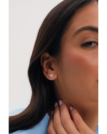 Simply Silver 925 Sterling Silver Polished And Cubic Zirconia Stud Earrings