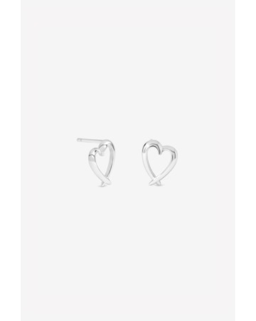 Simply Silver 925 Sterling Silver Crossover Heart Stud Earrings