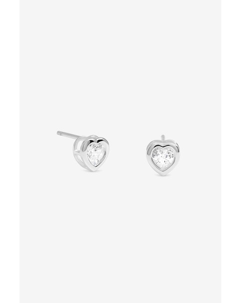 New In - Silver Bezel Heart Studs
