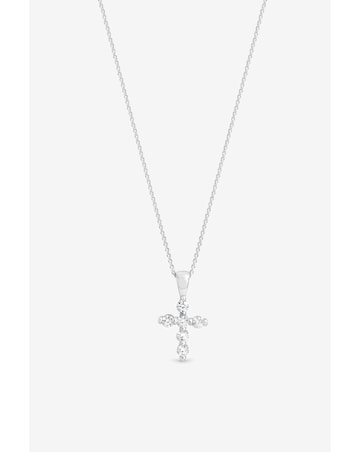 Simply Silver 925 Sterling Silver Cubic Zirconia Cross Necklace - Gift Pouch
