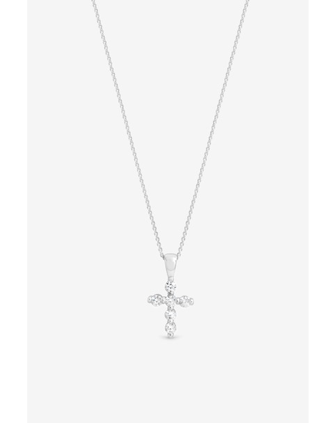 New In - Silver CZ Cross Necklace