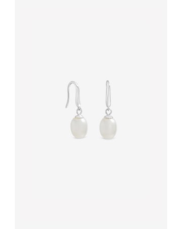 Simply Silver 925 Sterling Silver Freshwater Pearl Drop Earrings