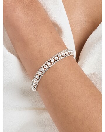Jon Richard Silver Plated Pearl And Crystal Bracelet
