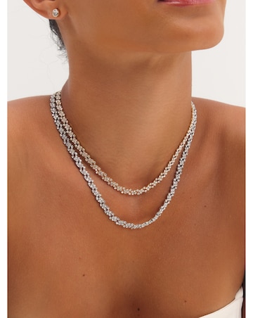 Jon Richard Rhodium Plated Crystal Fine Multi Stone Necklace