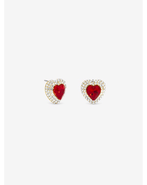 New In - Gold & Ruby Heart Earrings