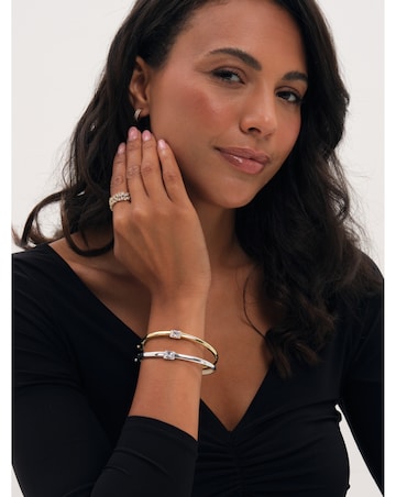 Jon Richard Silver Plated And Cubic Zirconia Polished Bangle