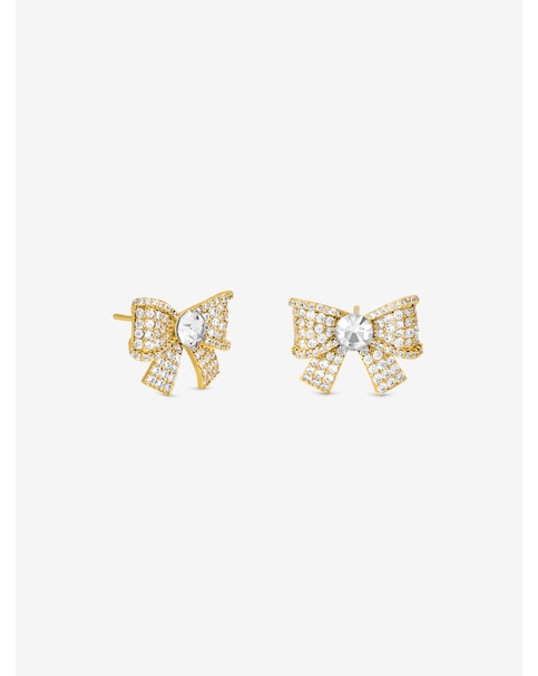 New In - Gold & Pave Crystal Bow Earrings