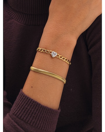 Jon Richard Gold Plated Crystal Heart Chain Stainless Steel Bracelet