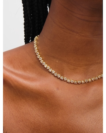 Jon Richard Gold Plated Cubic Zirconia Heart Allway Tennis Necklace
