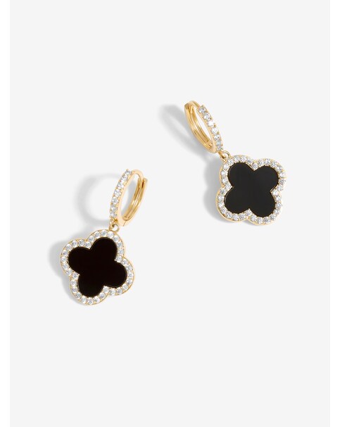 New In - Gold & Jet Clover Earrings