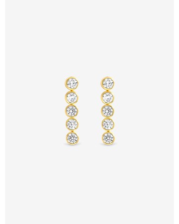 Jon Richard Gold Plated Tennis Round Bezel Drop Earrings