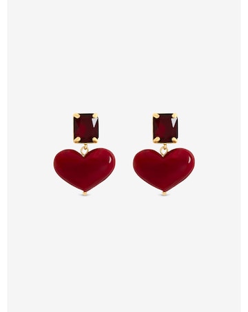 Mood Gold Plated Red Heart Earrings