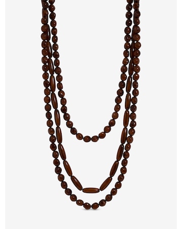 Mood Brown Beaded Multirow Necklace