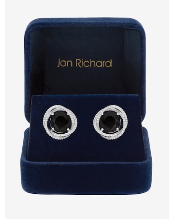 Jon Richard Rhodium Plated Cubic Zirconia Twist Halo Sapphire Stud Earrings