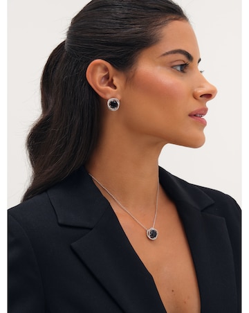 Jon Richard Rhodium Plated Cubic Zirconia Twist Halo Sapphire Stud Earrings