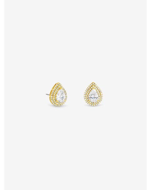 New In - Gold & Crystal Pear Earrings
