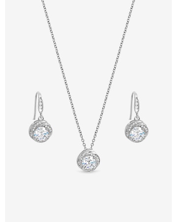 Jon Richard Rhodium Plated And Crystal Knot Drop Box Set