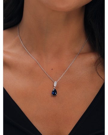 Jon Richard Rhodium Plated And Sapphire Peardrop Box Set