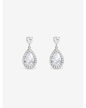 Jon Richard Rhodium Plated Pear Drop Earrings