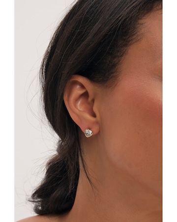 Burgundy Xmas Cracker - Gold Bezel Heart Stud Earrings