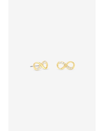 Burgundy Xmas Cracker - Gold Infinity Stud Earrings