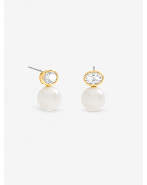 New In - Gold Crystal & Pearl Earrings