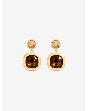 Jon Richard Gold Plated Champagne And Brown Stone Drop Earrings