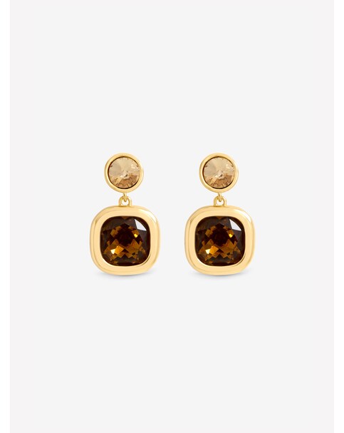 New In - Gold Champagne & Brown Stone Earrings