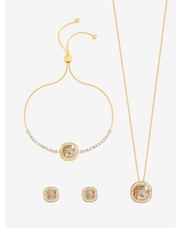 Jon Richard Gold Plated Crystal Champagne Trio Set - Gift Box