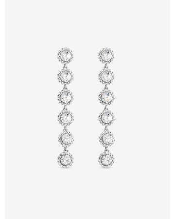 Jon Richard Rhodium Plated Crystal Linear Drop Earrings