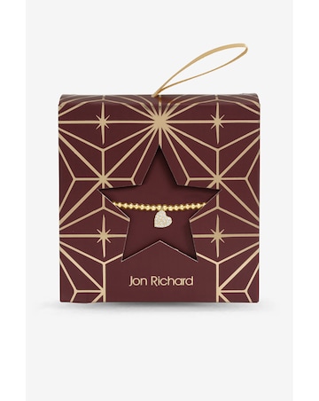 Burgundy Xmas Hanging Gift - Gold Pave Heart Stretch Bracelet