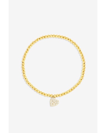 Burgundy Xmas Hanging Gift - Gold Pave Heart Stretch Bracelet