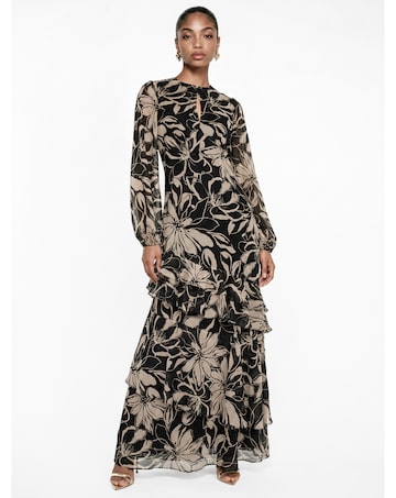 Anaya Floral Print Tiered Maxi Dress