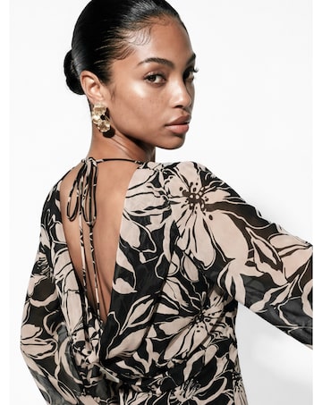 Anaya Floral Print Sequin Mini Dress
