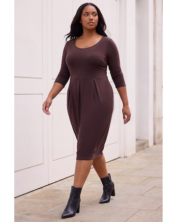 Roman Curve Pocket Shift Midi Dress