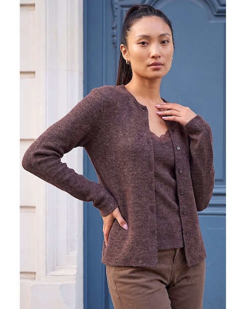 New In - Roman Lace Trim 2 In 1 Cardigan