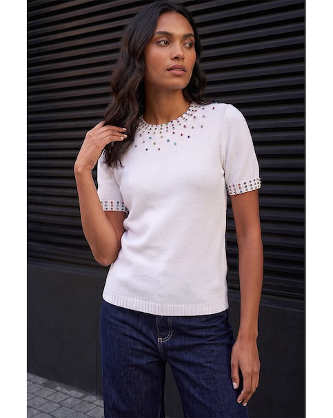 Roman Embellished Knitted Top