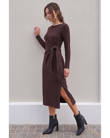 Roman Petite Tie Waist Stretch Dress