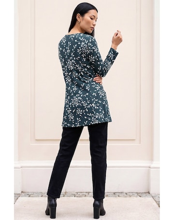 Roman Floral Puff Print Longline Top